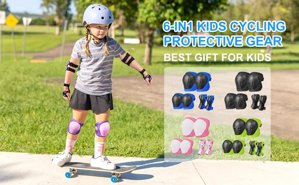 Kids Knee Pads Elbow Pads Age 3-7 Toddler Boys Girls, 6 In 1 Protective Gear Safety Set with Wrist Guard for Skating Cycling New by Trenches of Mariana