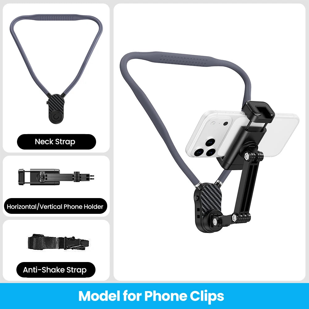 Neck Hanging Phone Holder First Person Perspective Shooting of Self Media Live Streaming Action Camera Magnetic 360 Rotate Stand