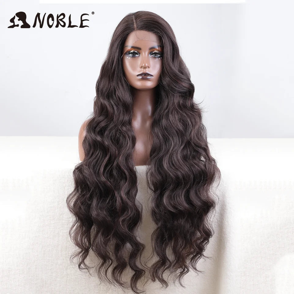 Noble Synthetic Lace Front Wig Long Wavy Side Part Body Wavy Lace Front Wig For Women Lace Front Wig Ombre Blonde Cosplay Wig by Trenches of Mariana