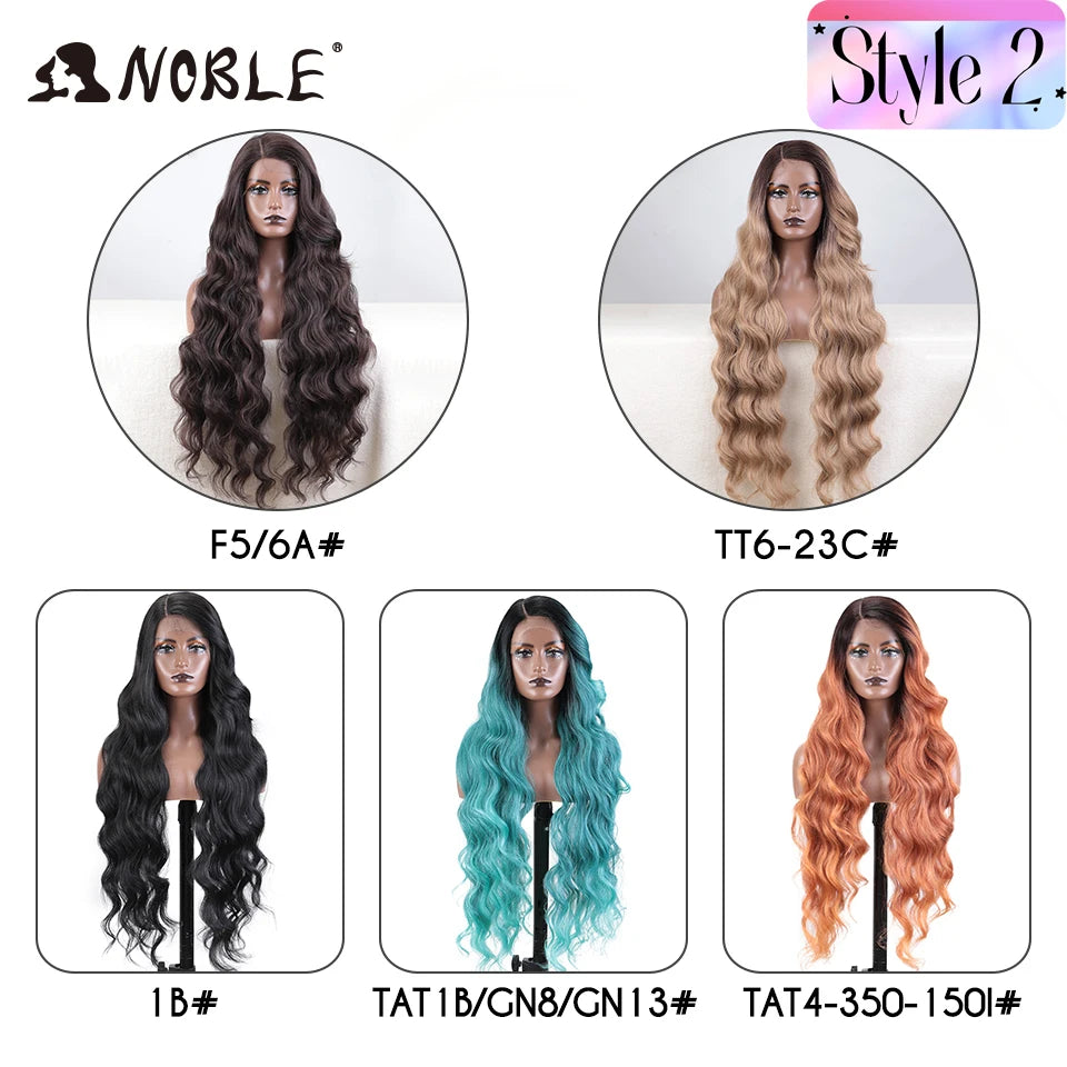 Noble Synthetic Lace Front Wig Long Wavy Side Part Body Wavy Lace Front Wig For Women Lace Front Wig Ombre Blonde Cosplay Wig by Trenches of Mariana