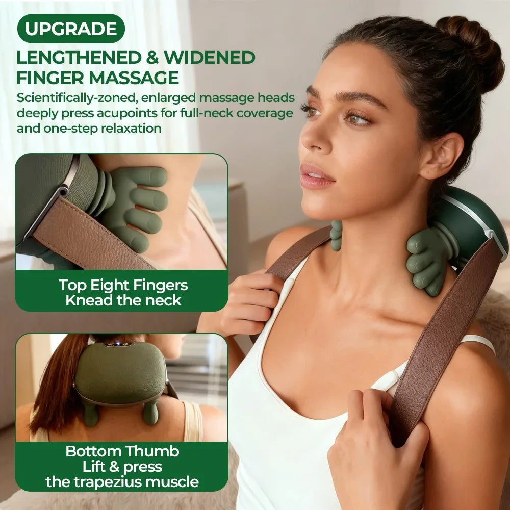 Neck Massager Portable Rechargeable Shoulder Cervical Massager Real Hand Kneading Soreness Relief Massager For Home Travel by Trenches of Mariana