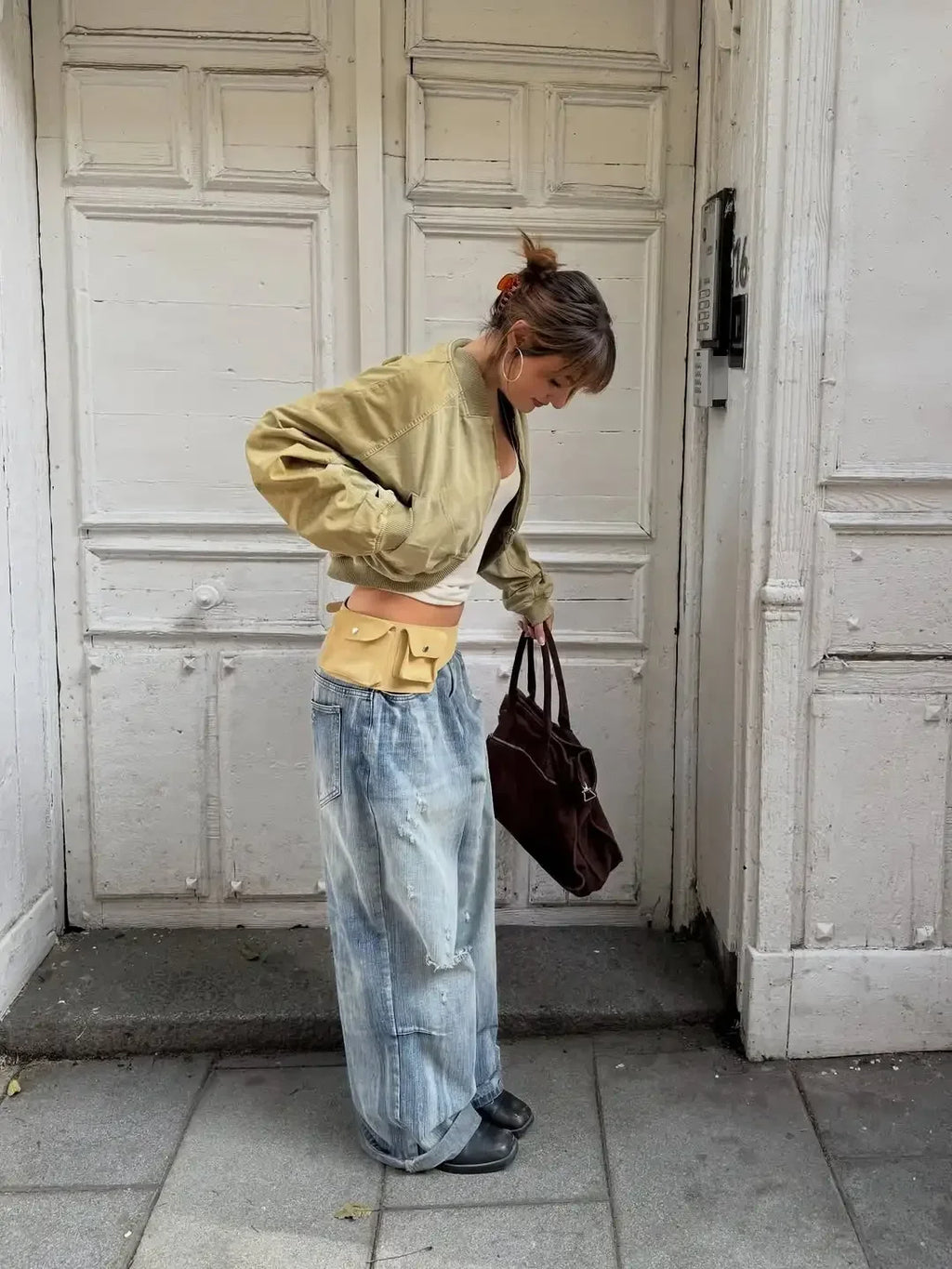 Cropped Bomber Short Jackets Women Solid Folded Hem Zipper Pockets Full Sleeves Coats Women Lady Casual Daily Street Outwear New by Trenches of Mariana