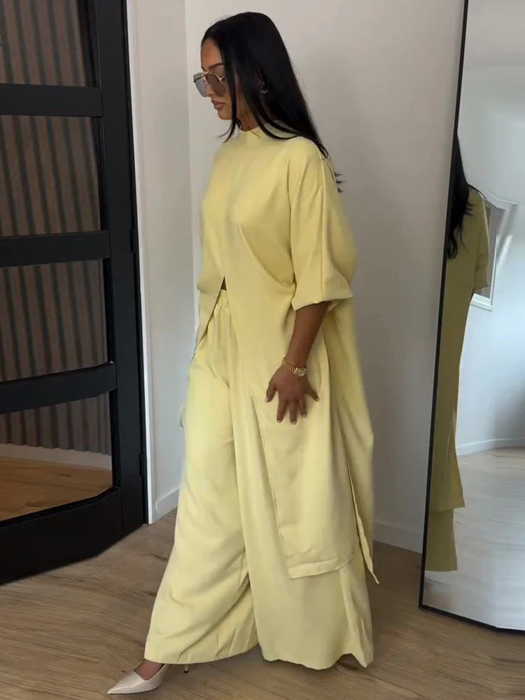Fashion Stripe Long Pants Set Women Chic Lapel Single Breasted Shirt High Waist Wide Leg Trousers 2026 Spring New 2 Pcs Outfits by Trenches of Mariana