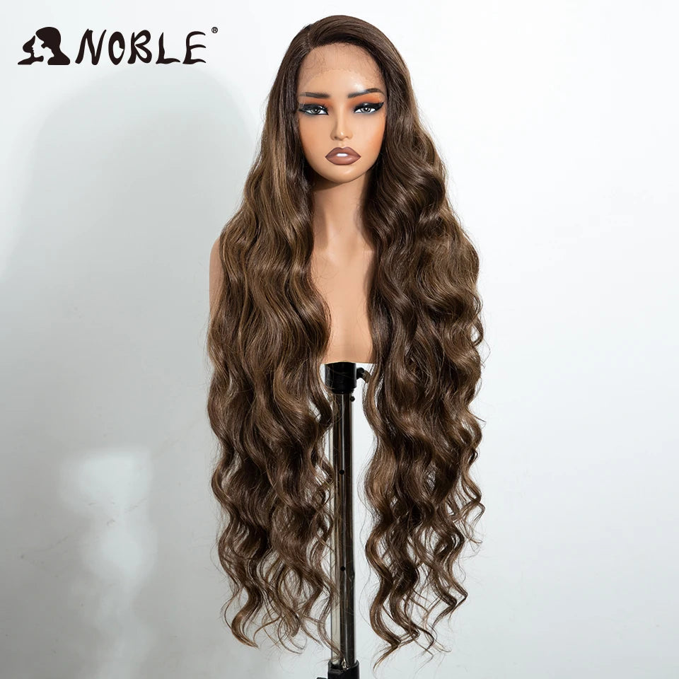 Noble Synthetic Lace Front Wig Long Wavy Side Part Body Wavy Lace Front Wig For Women Lace Front Wig Ombre Blonde Cosplay Wig by Trenches of Mariana