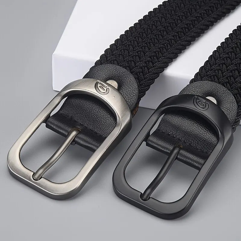 Men's and women's casual woven elastic belt by Trenches of Mariana, suitable for outdoor sports, climbing, and work, no punching needed.