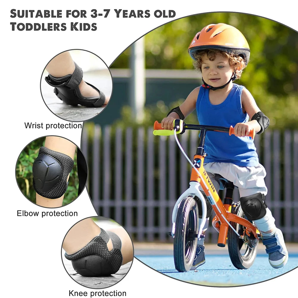 Kids Knee Pads Elbow Pads Age 3-7 Toddler Boys Girls, 6 In 1 Protective Gear Safety Set with Wrist Guard for Skating Cycling New by Trenches of Mariana