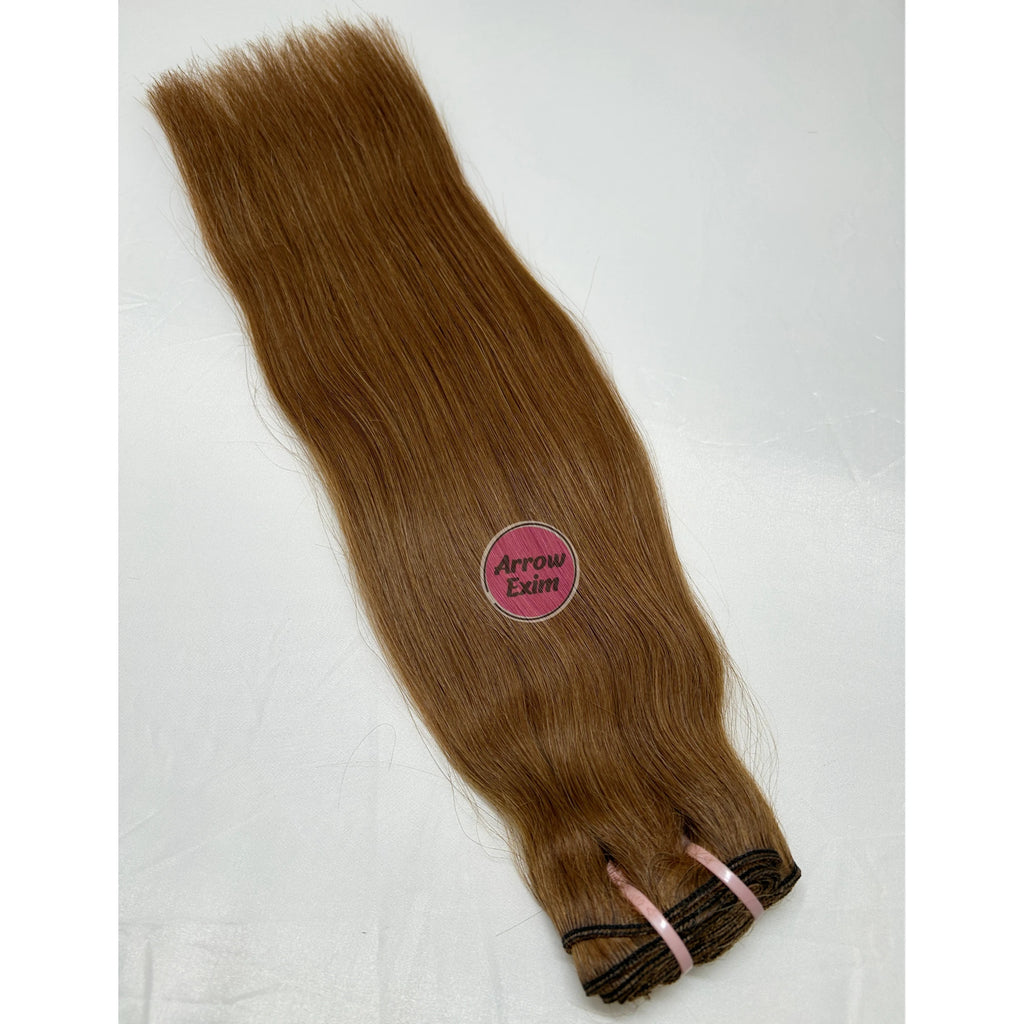 Arrow Exim Honey Blonde Curly Indian Remy Human Hair Extensions Machine Double Wefted Weave Chemically Bleached 100g No Recolor