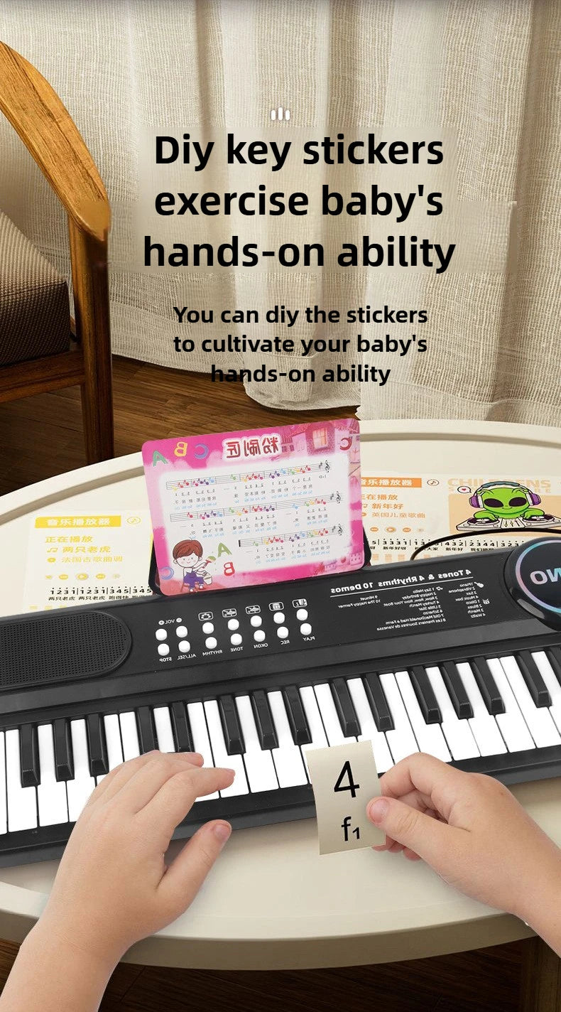 Kids Electric Piano 37 Baby Keyboard with Microphone Singing Songs Development Educational Toy Musical Instrument Games Children by Trenches of Mariana