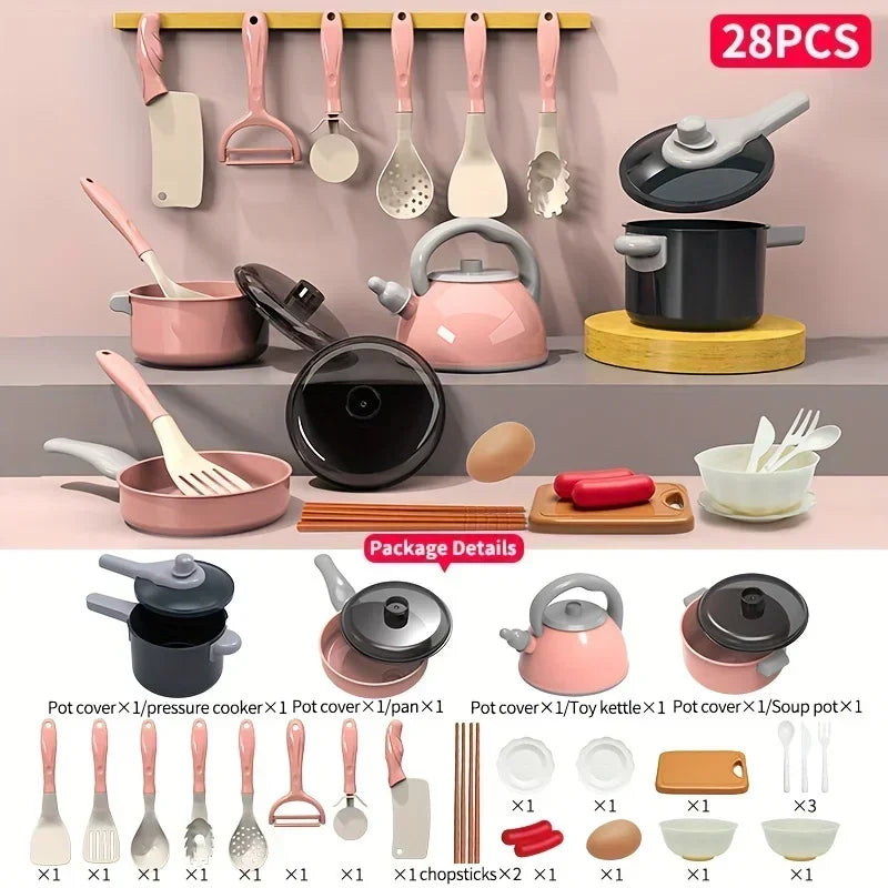 Kids Kitchen Set with Realistic Cooking Tools Creative Role Play Toys for Boys and Girls Gifts for Children's Imaginative Play by Trenches of Mariana