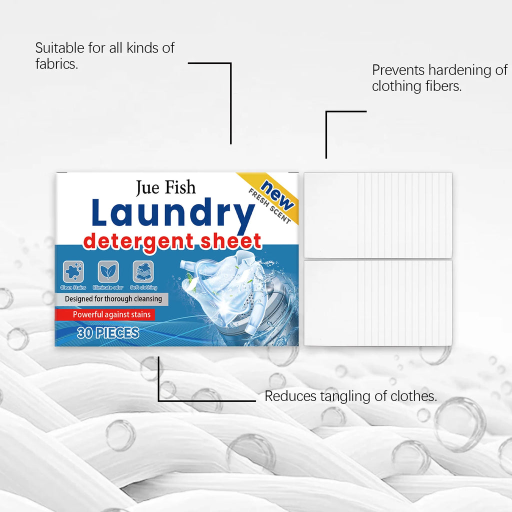 Jue Fish laundry detergent packets by Trenches of Mariana, 30 pieces, gentle on skin with powerful stain removal for daily clothing.