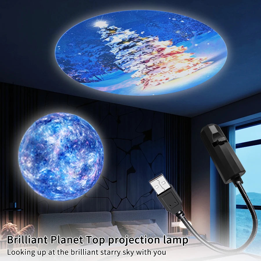 USB Projection Lamp Planet/Halloween/Christmas Theme Indoor Ceiling Projection Night Lamp For Room Wall Decoration Festival Gift by Trenches of Mariana