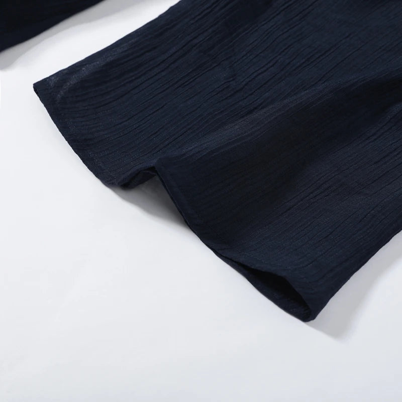 Fashion Stripe Long Pants Set Women Chic Lapel Single Breasted Shirt High Waist Wide Leg Trousers 2026 Spring New 2 Pcs Outfits by Trenches of Mariana