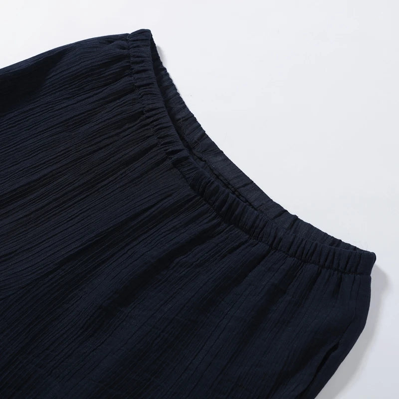 Fashion Stripe Long Pants Set Women Chic Lapel Single Breasted Shirt High Waist Wide Leg Trousers 2026 Spring New 2 Pcs Outfits by Trenches of Mariana