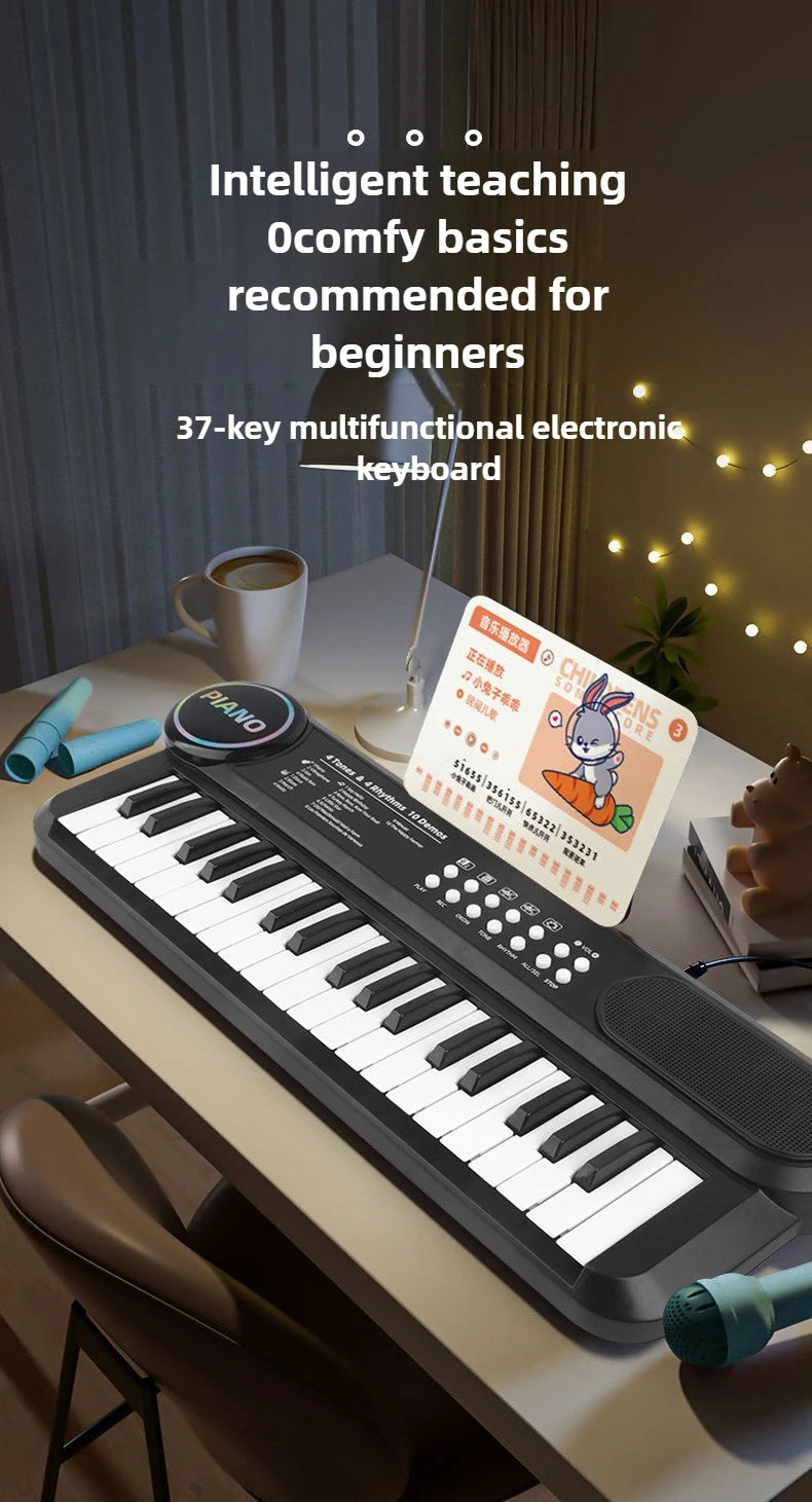 Kids Electric Piano 37 Baby Keyboard with Microphone Singing Songs Development Educational Toy Musical Instrument Games Children by Trenches of Mariana