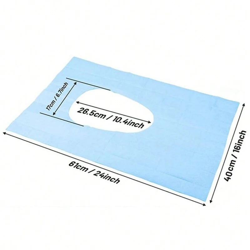 Set of 10 disposable waterproof toilet seat covers by Trenches of Mariana, portable paper mats for travel, hotel, and home bathroom use.