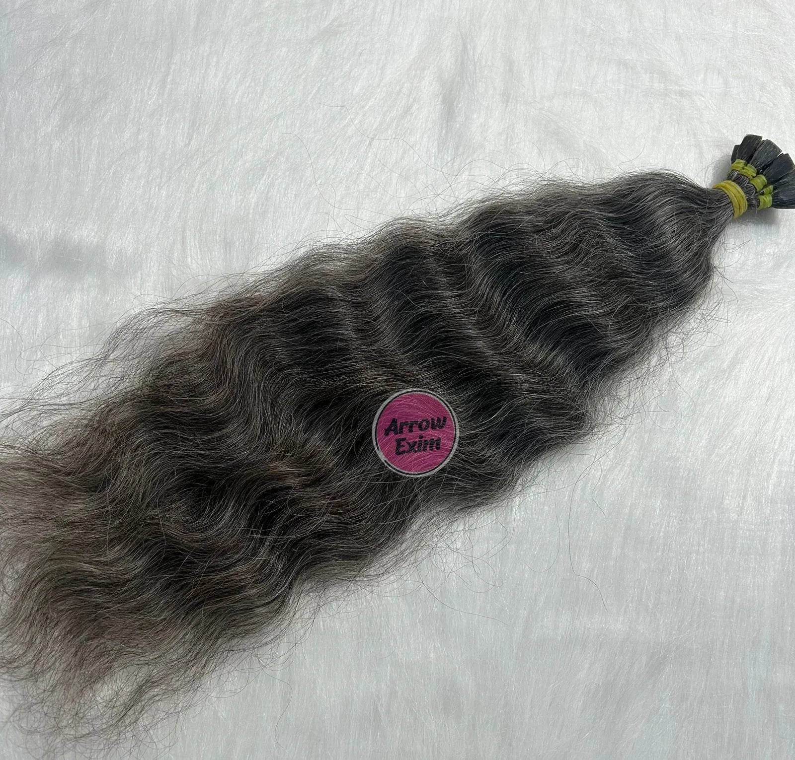 Natural Grey Indian Remy Flat Tip Dark Curly Single Weft Micro-Link Hair Extensions