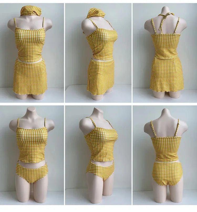 4-PC CONSERVATIVE YELLOW SWIMSUIT