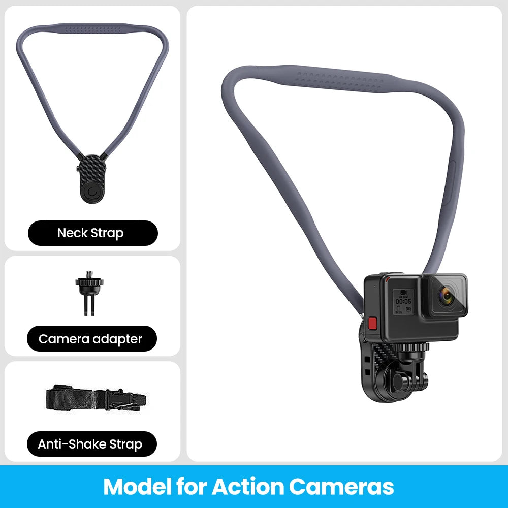 Neck Hanging Phone Holder First Person Perspective Shooting of Self Media Live Streaming Action Camera Magnetic 360 Rotate Stand
