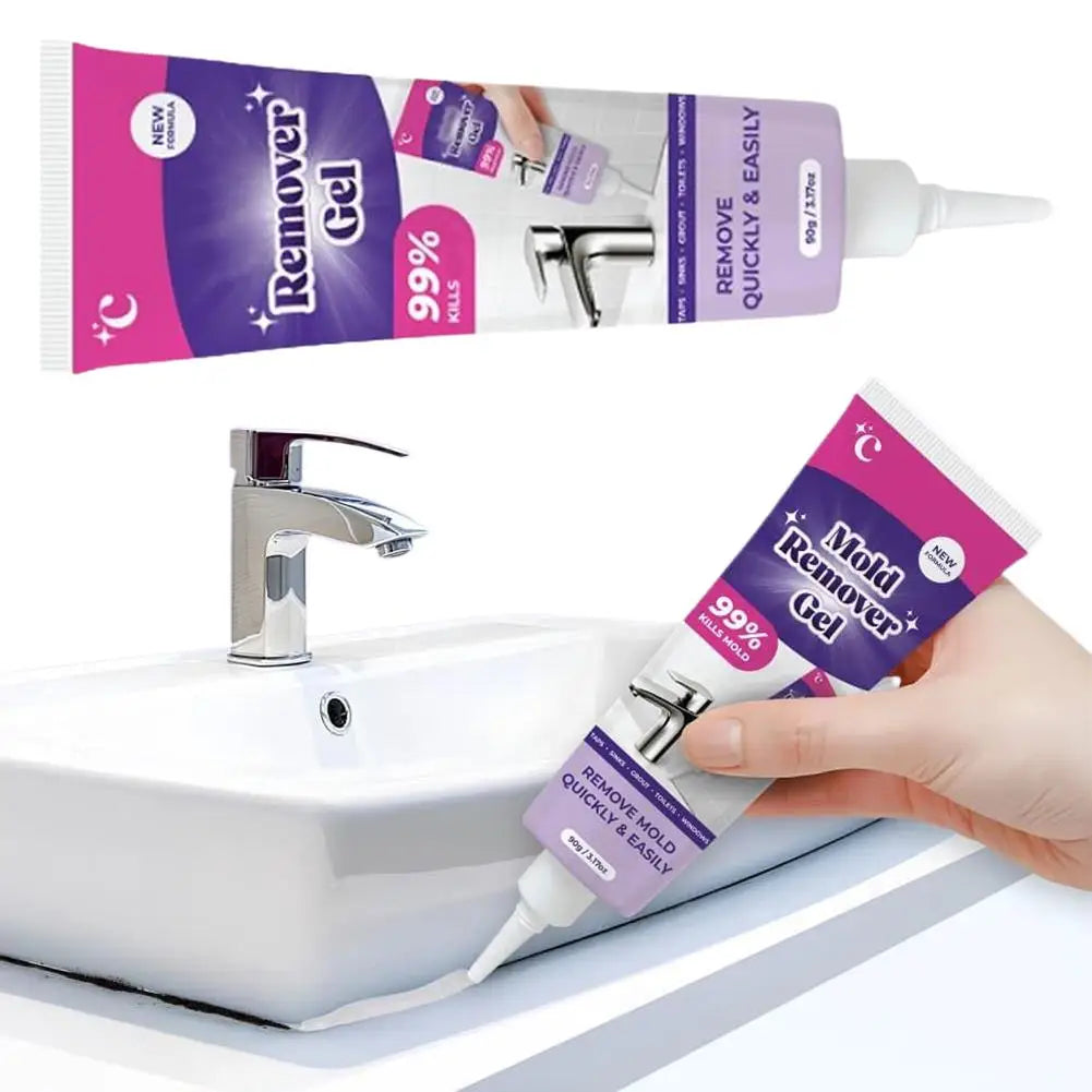 Trenches of Mariana mold remover gel cleaning mold from kitchen and bathroom rubber seals and washing machine parts.