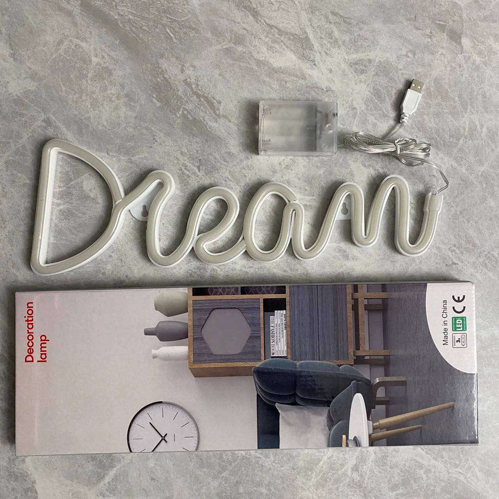 LED Dream Shape Neon Sign Powered By USB and Battery Neon Lamp for Wall study room Living Room Decor Neon Light for Wedding