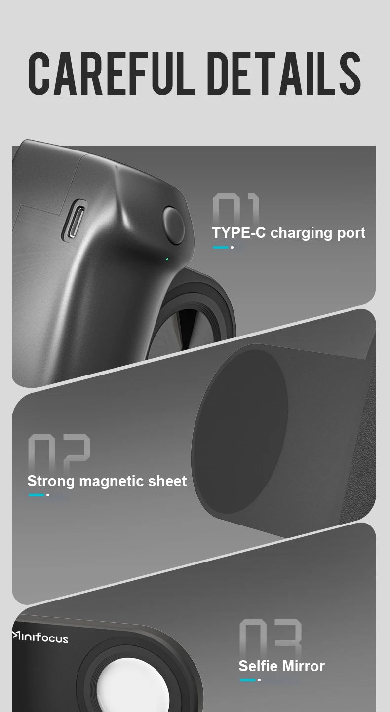 Hand Grip Magsafe: Handheld,Bluetooth,Remote Control,Tripod Mount for iPhone 16,Vlog