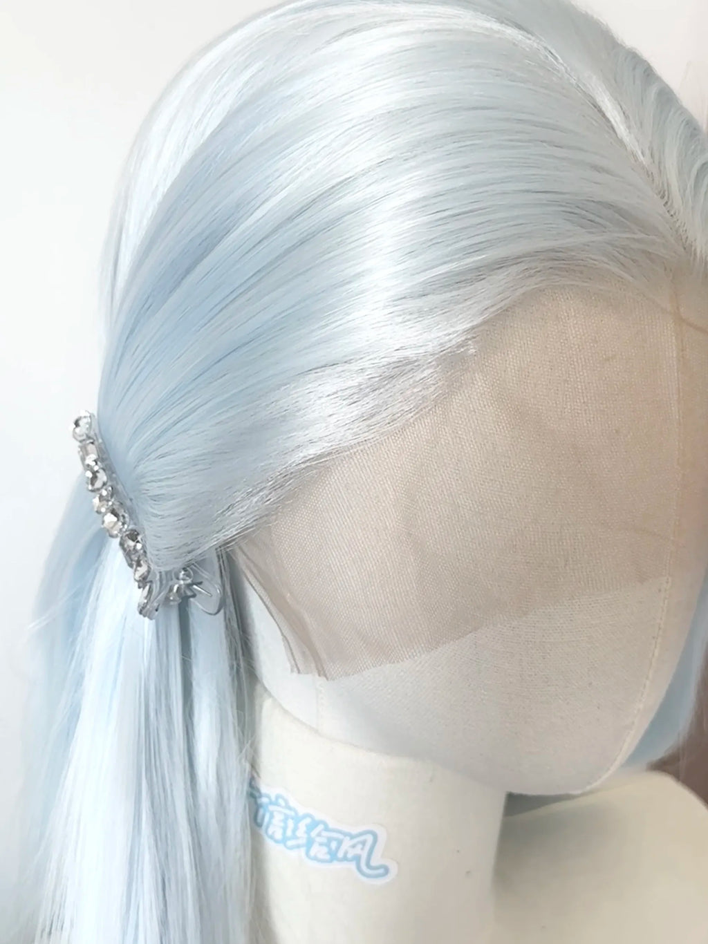 White Blue Lace Front Wig 13x4 HD 26inch Long Straight Synthetic
