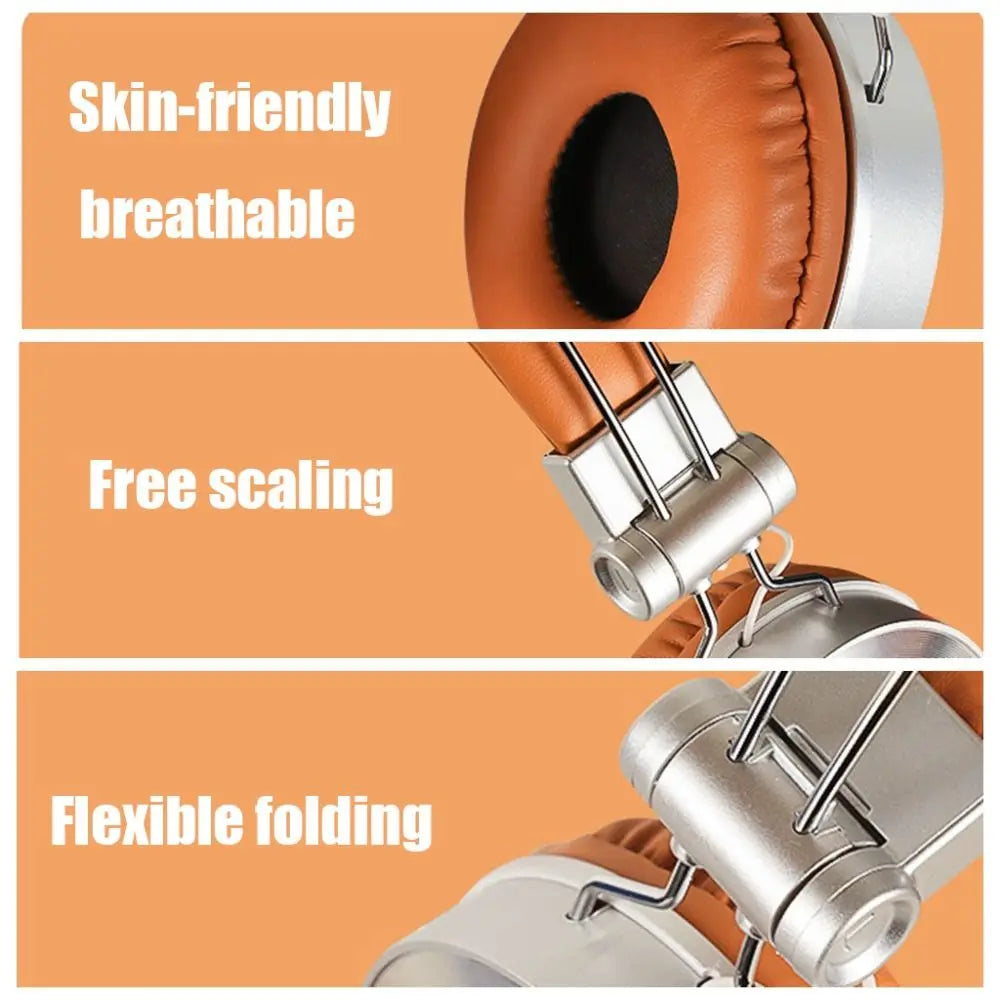 Classic HIFI Retro Wireless Headset Foldable Millennium Wind Wireless Headphones Vintage Brown Retro Headphone Lisening Music