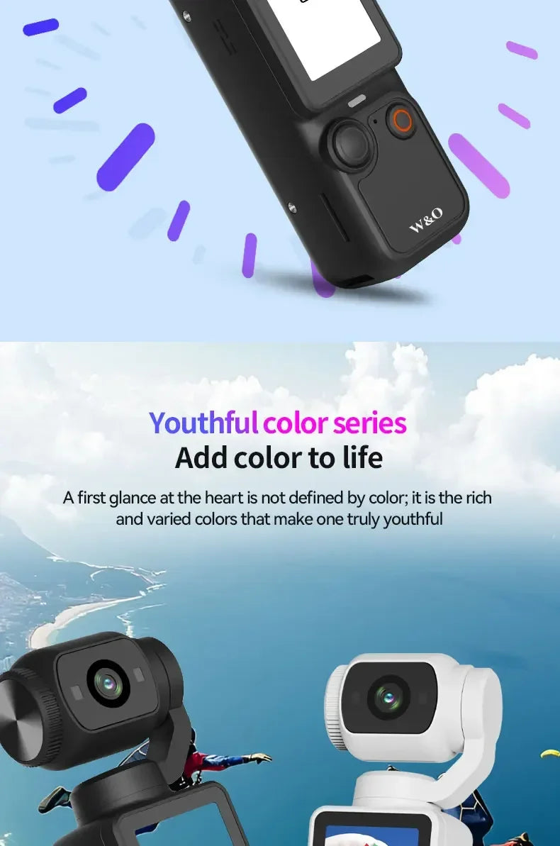 Action Camera 4k Handheld Pocket Digital Camcorder 3-axis Gimbal Stabilization IR Night Vision Vlog Videos Camera For Gift
