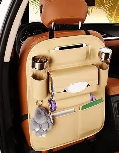 Leather Car Seat Back Organizer Multi-Pocket Storage