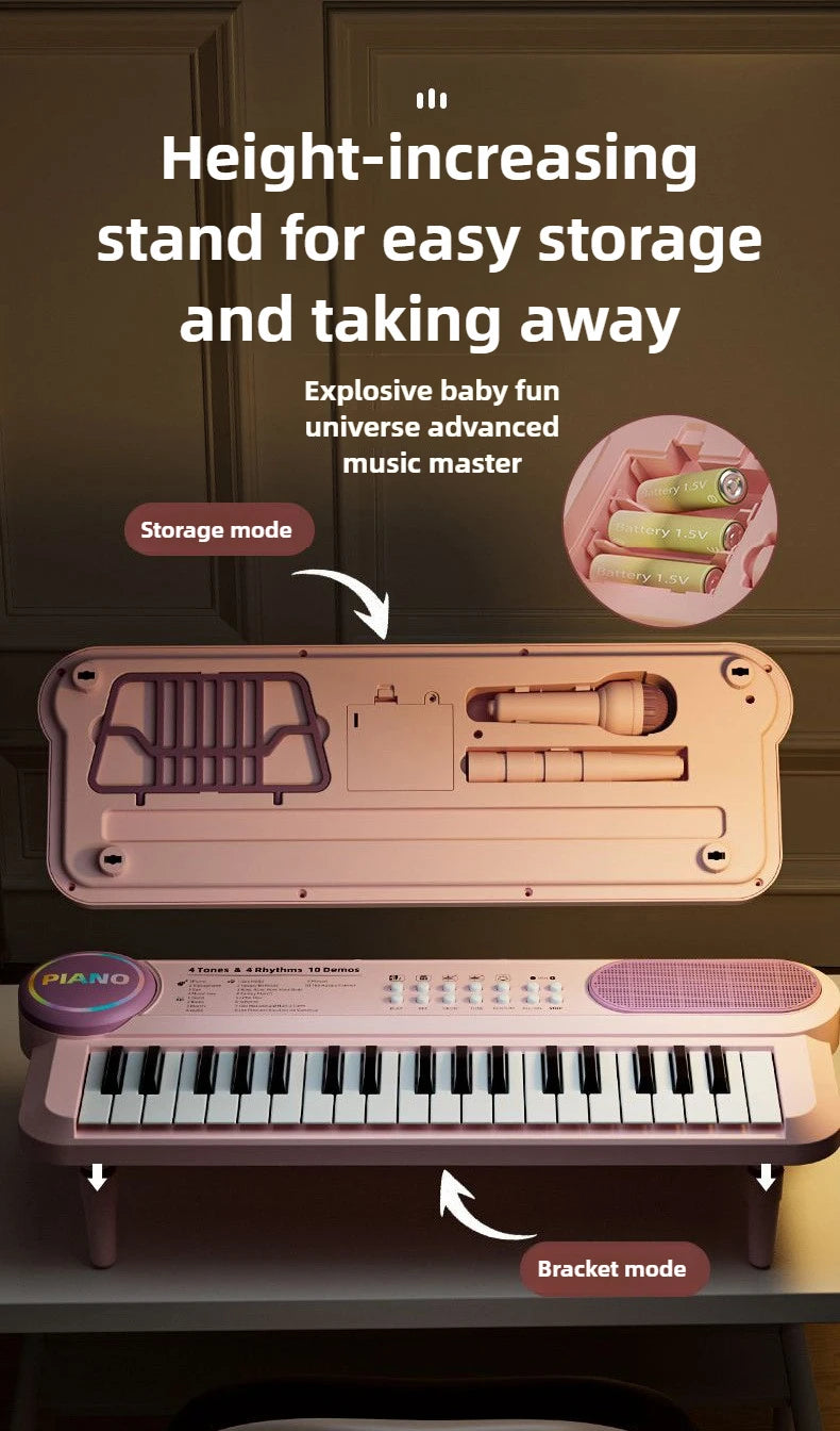 Kids Electric Piano 37 Baby Keyboard with Microphone Singing Songs Development Educational Toy Musical Instrument Games Children by Trenches of Mariana