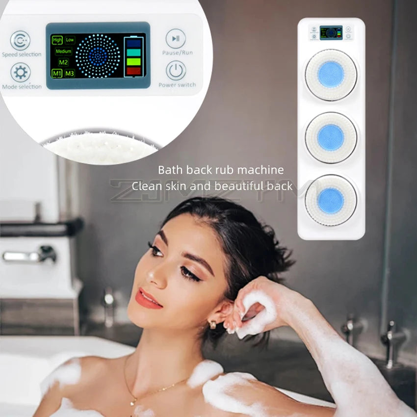 Electric Shower Brush Body Scrubber Exfoliating Massage Wall-mounted Automatic Back Rubbing Bath Shower Massage Brush by Trenches of Mariana