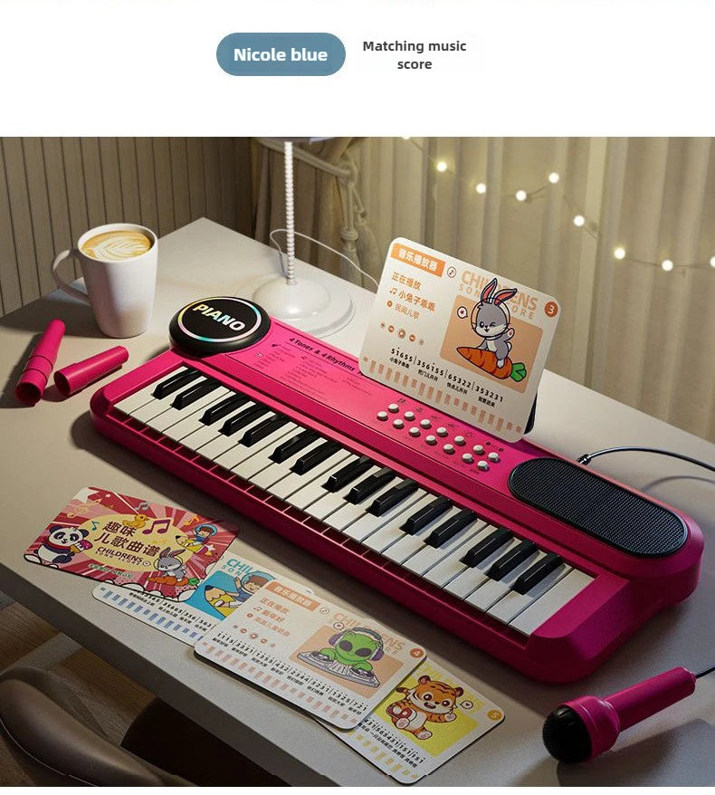 Kids Electric Piano 37 Baby Keyboard with Microphone Singing Songs Development Educational Toy Musical Instrument Games Children by Trenches of Mariana