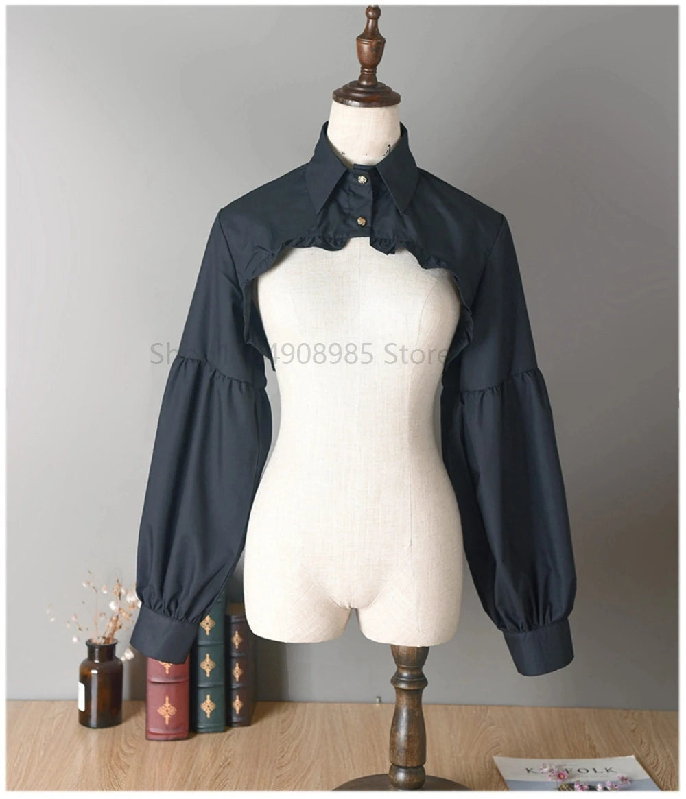 Lace Shrugs Women Puff Long Sleeve Half Top Blouse Ruffled Detachable False Fake Collar Costume Accessories by Trenches of Mariana