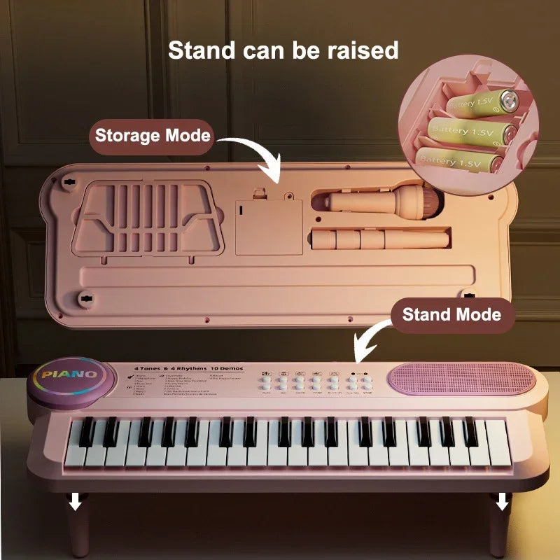 Kids Electric Piano 37 Baby Keyboard with Microphone Singing Songs Development Educational Toy Musical Instrument Games Children by Trenches of Mariana