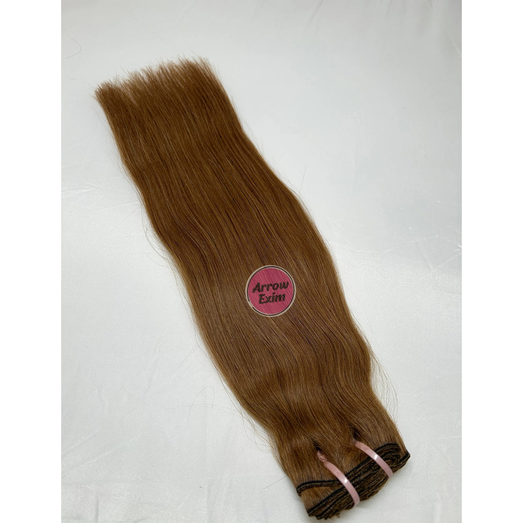 Arrow Exim Honey Blonde Curly Indian Remy Human Hair Extensions Machine Double Wefted Weave Chemically Bleached 100g No Recolor
