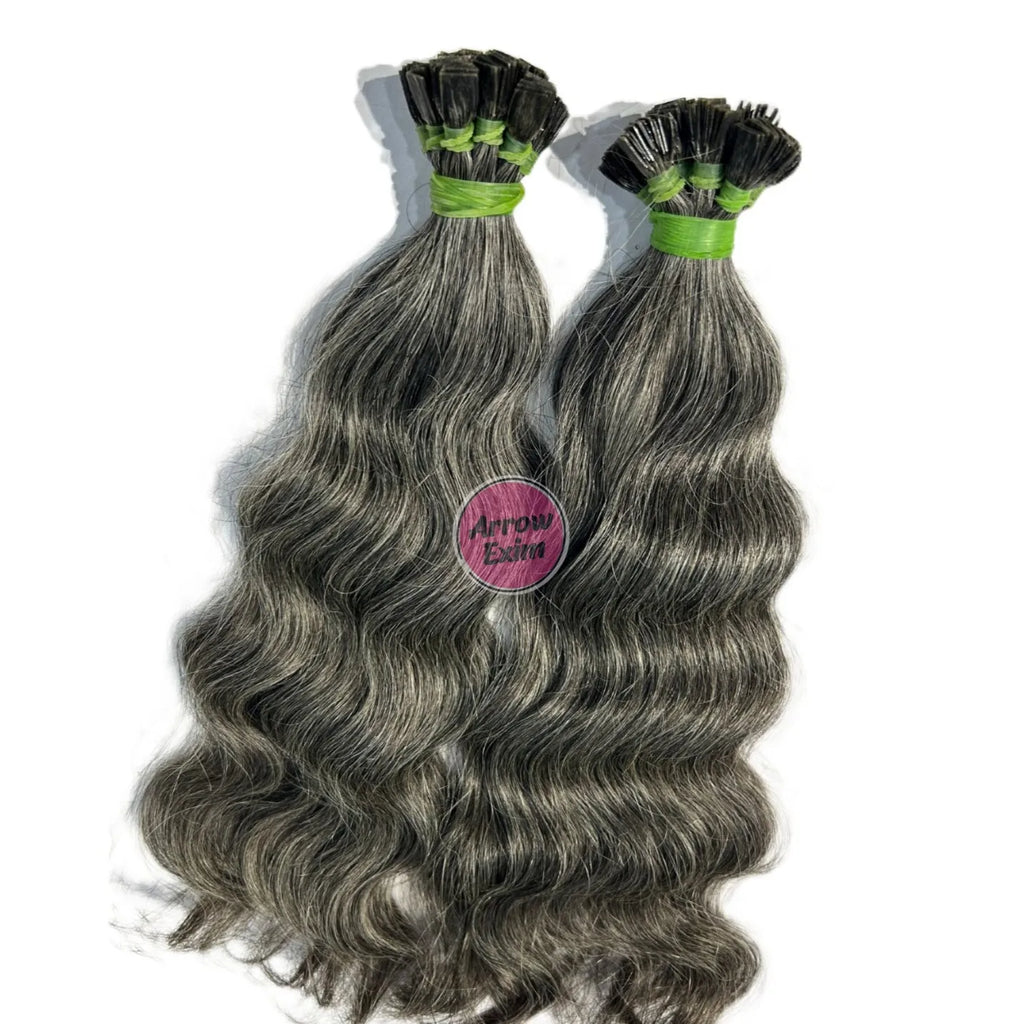 High Quality Arrow Exim AE10032026 Flat Tip 100% Natural Raw Indian Hair Extensions Remy Grade Wavy Texture Strands Machine
