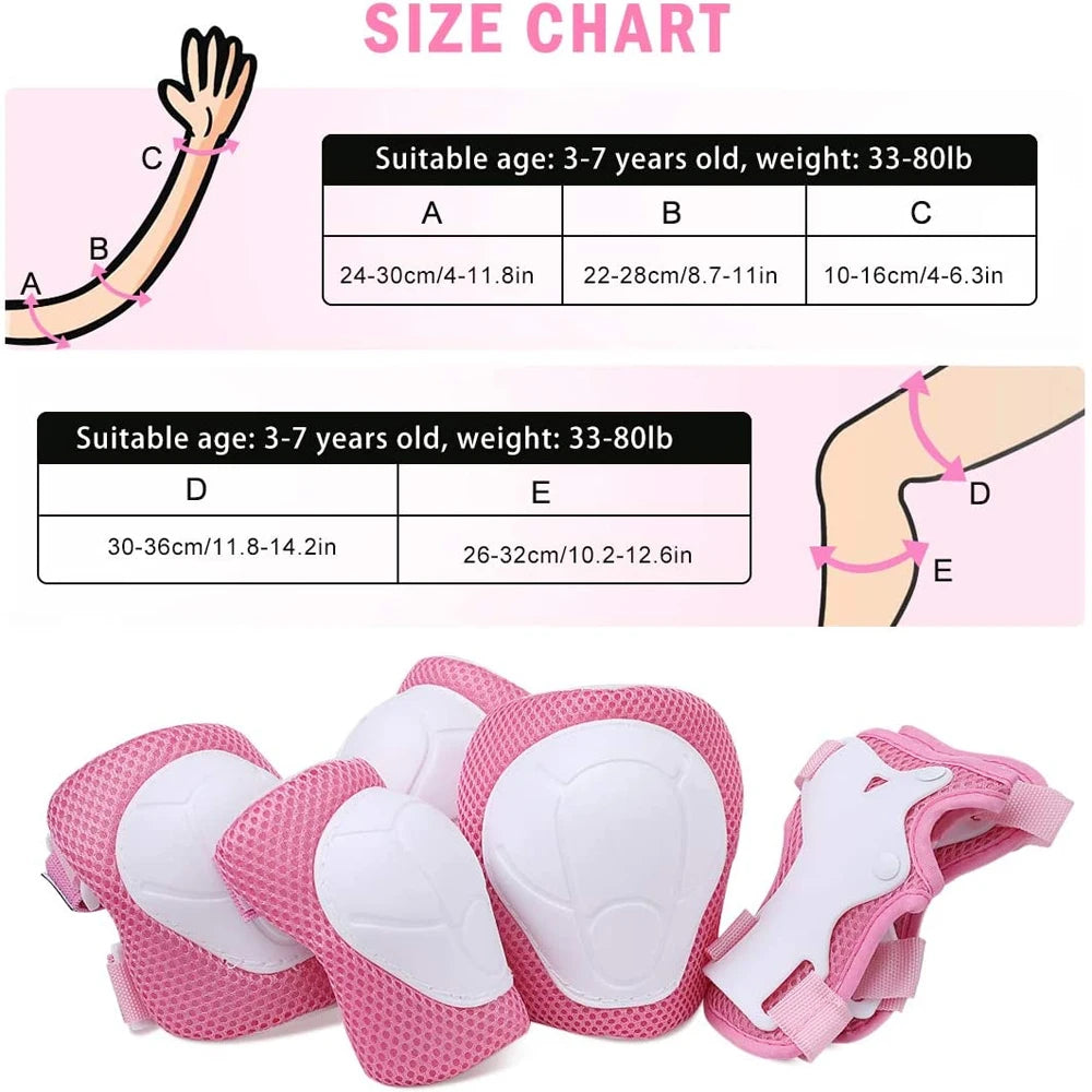 Kids Knee Pads Elbow Pads Age 3-7 Toddler Boys Girls, 6 In 1 Protective Gear Safety Set with Wrist Guard for Skating Cycling New by Trenches of Mariana