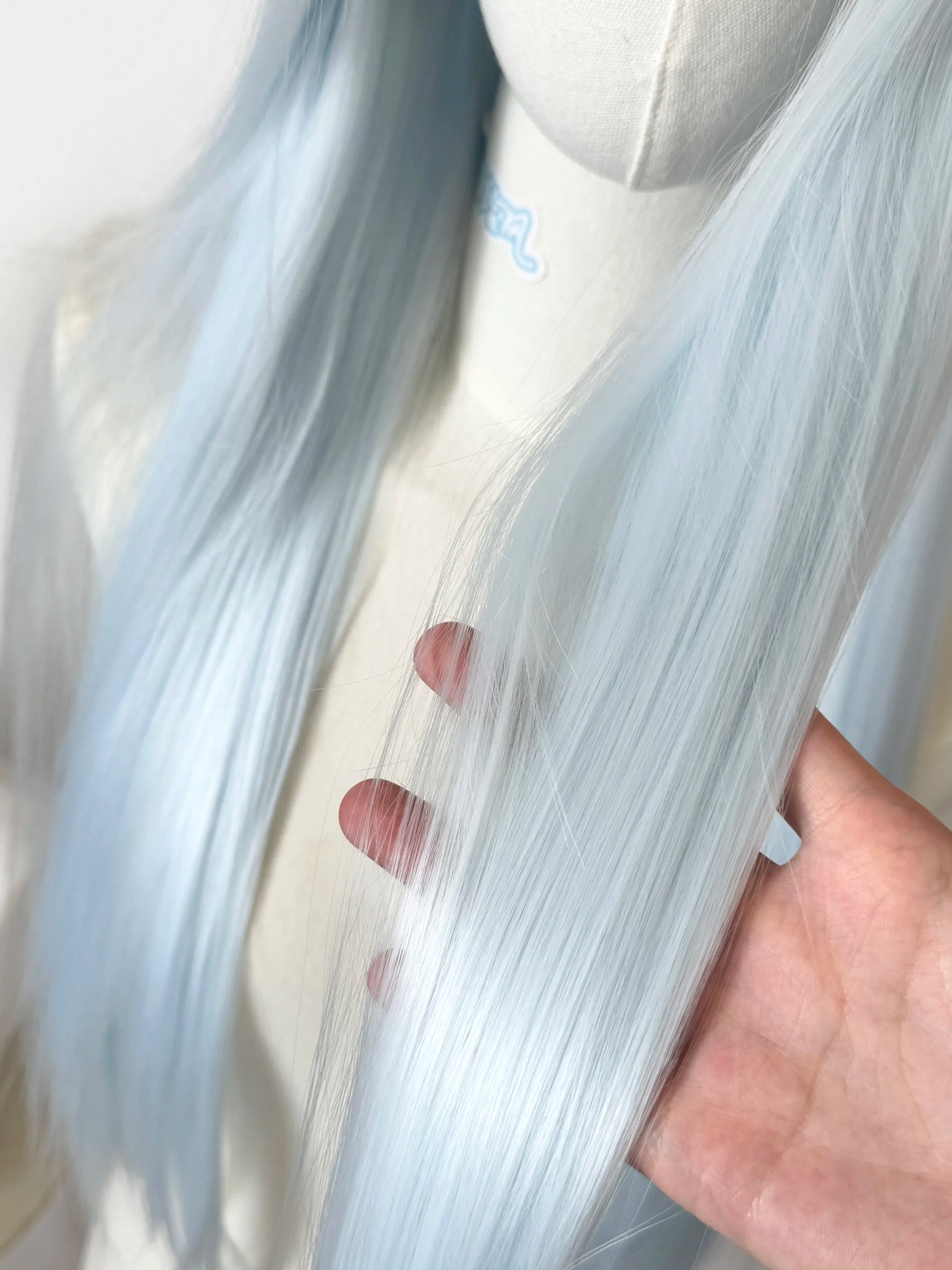 White Blue Lace Front Wig 13x4 HD 26inch Long Straight Synthetic