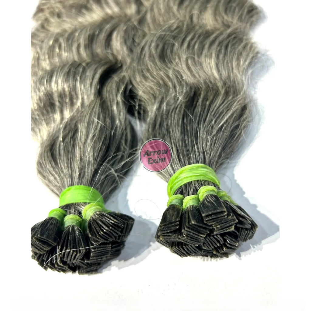 High Quality Arrow Exim AE10032026 Flat Tip 100% Natural Raw Indian Hair Extensions Remy Grade Wavy Texture Strands Machine