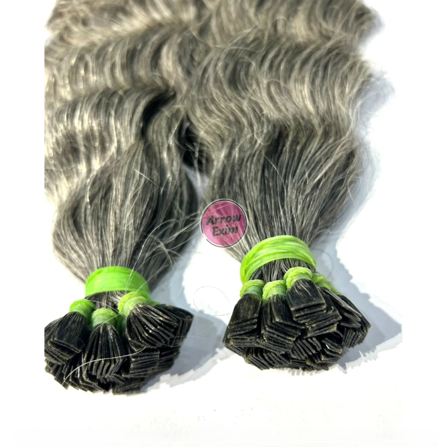 High Quality Arrow Exim AE10032026 Flat Tip 100% Natural Raw Indian Hair Extensions Remy Grade Wavy Texture Strands Machine