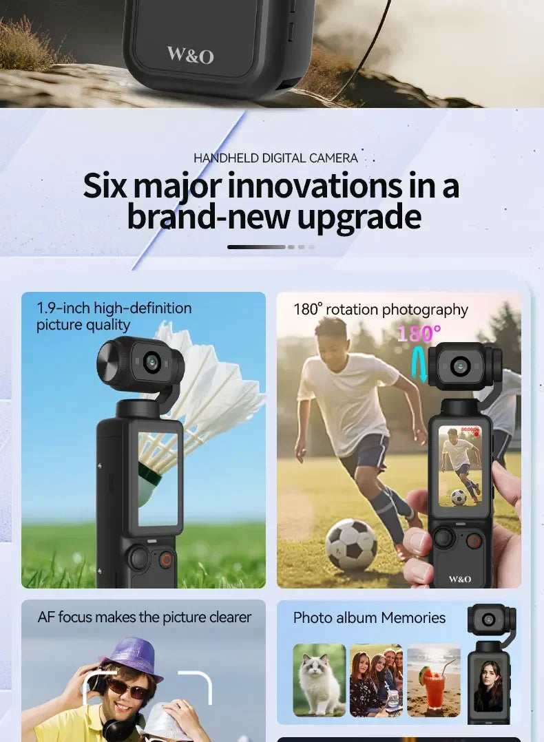 Action Camera 4k Handheld Pocket Digital Camcorder 3-axis Gimbal Stabilization IR Night Vision Vlog Videos Camera For Gift