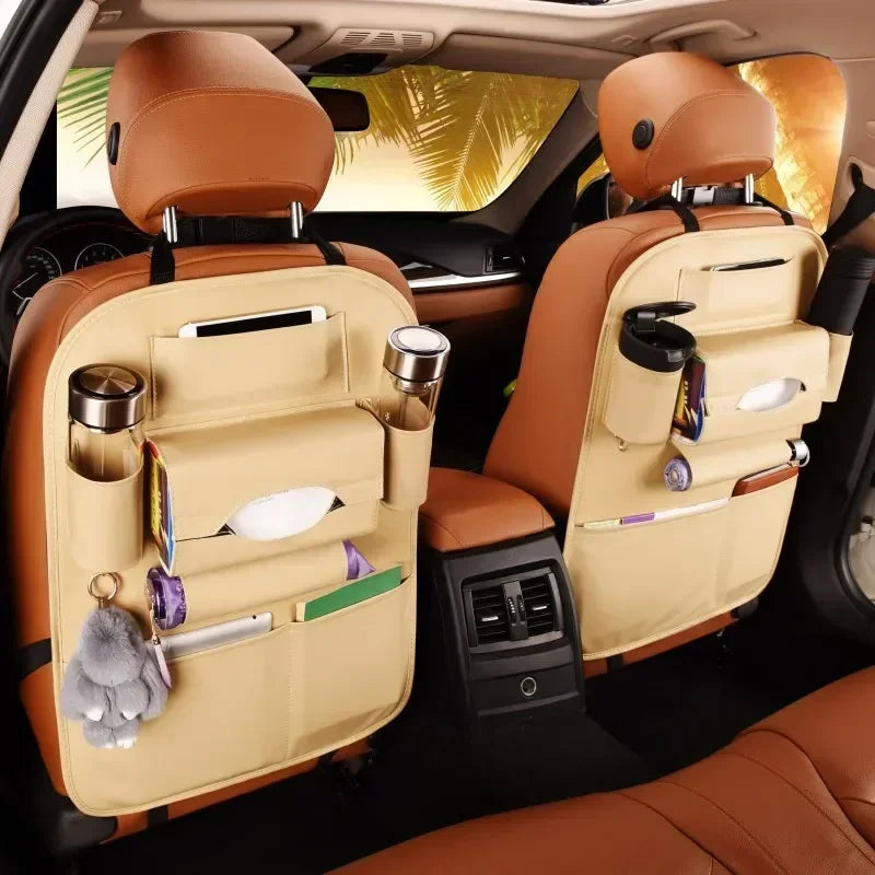 Leather Car Seat Back Organizer Multi-Pocket Storage