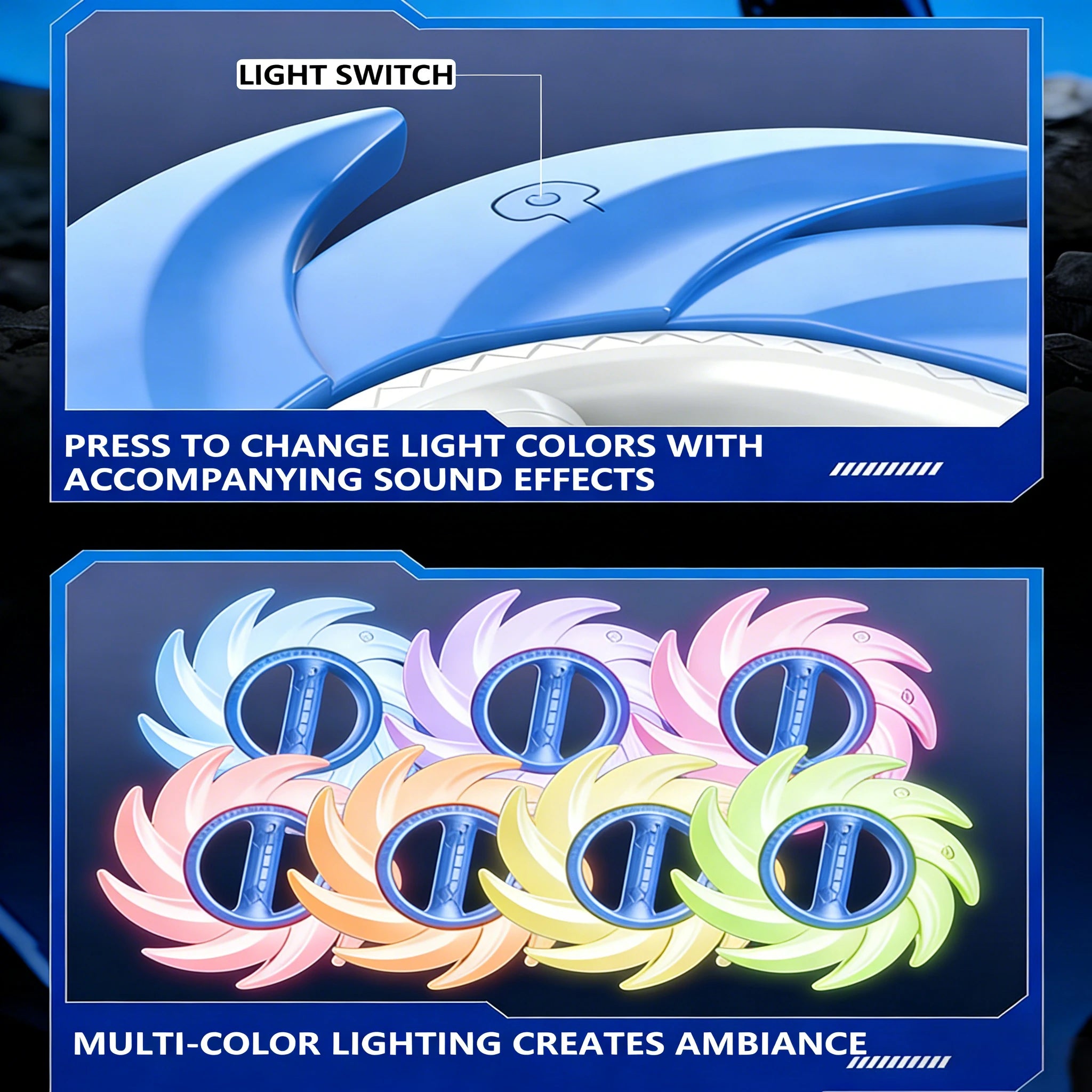 Glowing Rotating Lightsaber, Swinging and Spinning Light Saber with Cool Sound & Light Effects, Rechargeable Spinner Toy by Trenches of Mariana