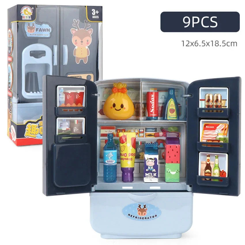 Kids Toy Fridge Mini Double Door Refrigerator Baby Toys Furniture Simulation Pretend Play Kitchen Toys Accessories Role Play by Trenches of Mariana