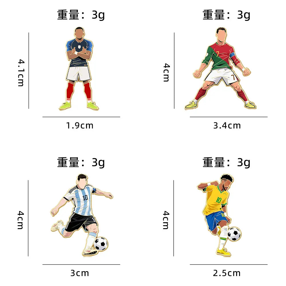 4pcs Football Player Enamel Brooch Creative Design Sport Metal Badge Punk Lapel Pin Jewelry Friend Gift by Trenches of Mariana