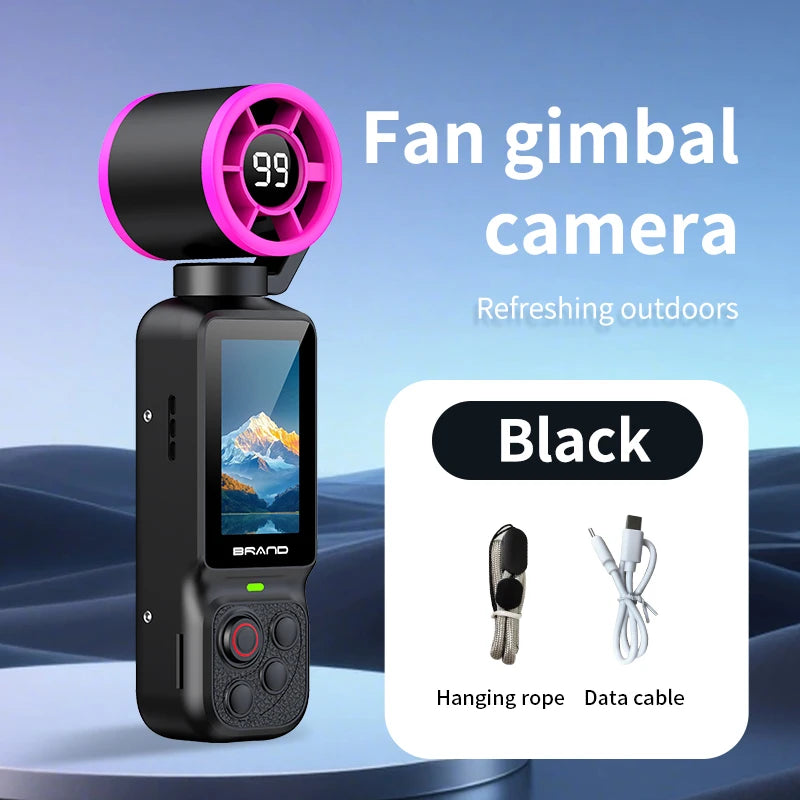 Lenovo Handheld Fan Gimbal Camera 2-in-1 With Power Display, Anti Shake Recording Lens Rotatable Handheld Gimbal Pocket Camera