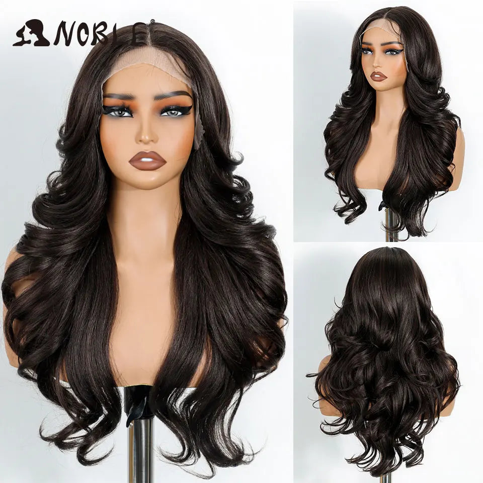 Noble Wig Synthetic Lace Front Wigs For Women Wigs Body Wave Lace Front Brown Blonde Wigs 24Inch Cosplay Lace Front Black Wig by Trenches of Mariana