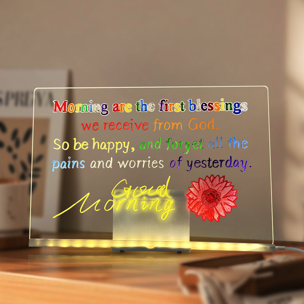 LED Acrylic Drawing Board DIY Erasable Luminous Writing Boards With Stand USB Plug Message Board With NightLight by Trenches of Mariana