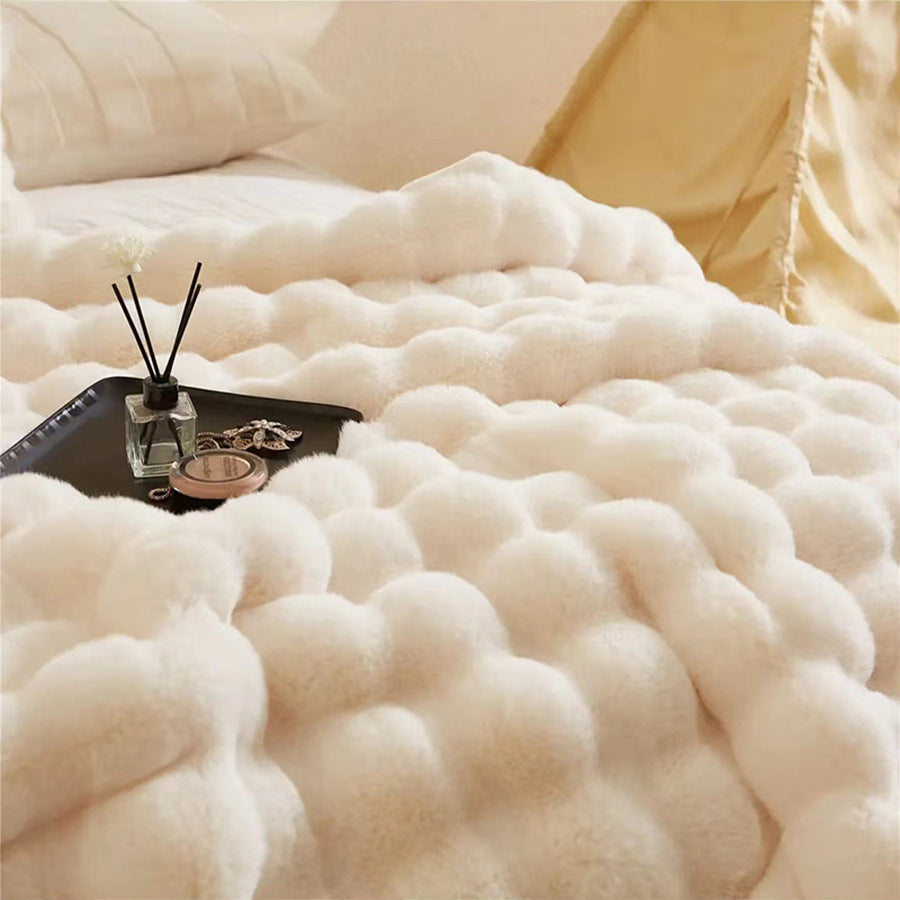Double-Sided Faux Rabbit Fur Blanket by Trenches of Mariana