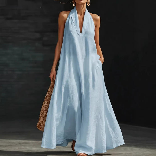 Trenches of Mariana baggy maxi dress flowing, lightweight fabric, relaxed fit, and casual style perfect for warm weather.